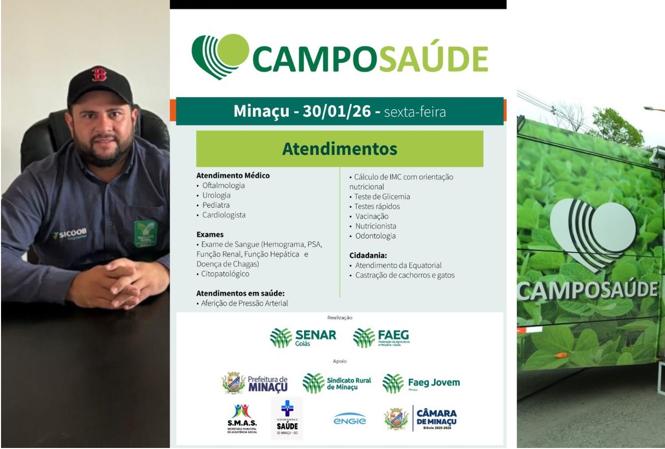Campo Saúde leva atendimentos médicos, exames e serviços; ação reforça compromisso do Sindicato Rural de Minaçu em fortalecer a cidadania