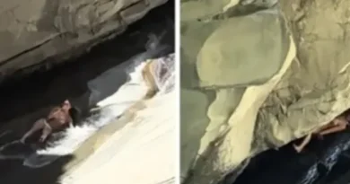 Mulher perde controle em toboágua natural e se choca contra pedras nos EUA